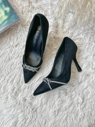 Pantofi eleganti dama, cu toc subtire negri T6-3